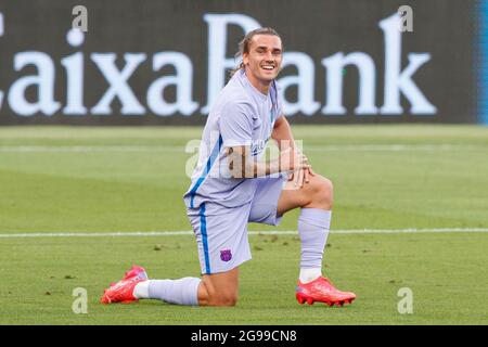 24. Juli 2021, Sant Joan Despi, Spanien: Griezmann vom FC Barcelona beim Vorsaison-Freundschaftsspiel zwischen dem FC Barcelona und dem FC Girona im Johan Cruyff Stadium in Sant Joan Despi, Spanien. (Bild: © David Ramirez/DAX via ZUMA Press Wire) Stockfoto