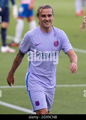 24. Juli 2021, Sant Joan Despi, Spanien: Griezmann vom FC Barcelona beim Vorsaison-Freundschaftsspiel zwischen dem FC Barcelona und dem FC Girona im Johan Cruyff Stadium in Sant Joan Despi, Spanien. (Bild: © David Ramirez/DAX via ZUMA Press Wire) Stockfoto