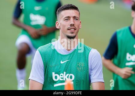 24. Juli 2021, Sant Joan Despi, Spanien: Lenglet des FC Barcelona während des Vorsaison-Freundschaftsspiel zwischen dem FC Barcelona und dem FC Girona im Johan Cruyff Stadium in Sant Joan Despi, Spanien. (Bild: © David Ramirez/DAX via ZUMA Press Wire) Stockfoto