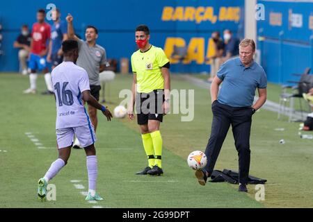 24. Juli 2021, Sant Joan Despi, Spanien: Ronald Koeman während des Vorsaison-Freundschaftsspiel zwischen dem FC Barcelona und dem FC Girona im Johan Cruyff Stadium in Sant Joan Despi, Spanien. (Bild: © David Ramirez/DAX via ZUMA Press Wire) Stockfoto