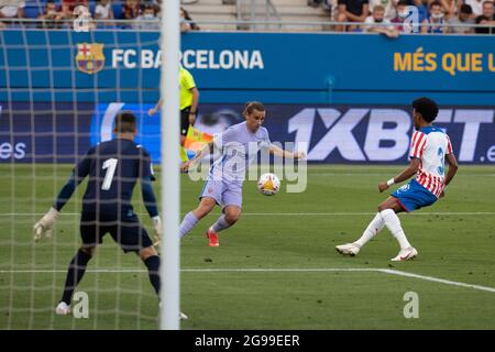 Sant Joan Despi, Spanien. Juli 2021. Griezmann beim Vorsaison-Freundschaftsspiel zwischen dem FC Barcelona und dem FC Girona im Johan Cruyff Stadium in Sant Joan Despi, Spanien. (Bild: © David Ramirez/DAX via ZUMA Press Wire) Stockfoto