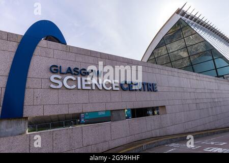 Eintritt zum Glasgow Science Center am Pacific Quay an der Clyde Waterfront in Glasgow, Schottland, Großbritannien Stockfoto