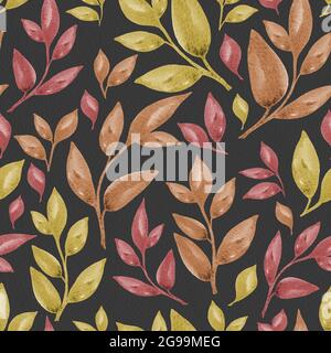 Florales Aquarell-Nahtloses Muster in Herbststimmung Stockfoto