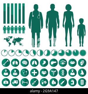 medizinische vektorgrafik, Anatomie des menschlichen Körpers, Symbole für Gesundheitsvektoren Stock Vektor