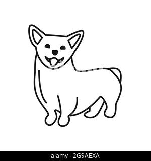 Sweet Corgi isolierte Vektorgrafik. Symbol für den Hundekritzel-Umriss Stock Vektor