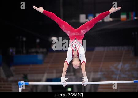 Tokio, Japan. Juli 2021. Pauline Schaefer-Betz (GER) Gymnastik - künstlerisch : Qualifikation der Frauen während der Olympischen Spiele 2020 in Tokio im Ariake Gymnastik Center in Tokio, Japan. Quelle: Kohei Maruyama/AFLO/Alamy Live News Stockfoto