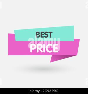 Bester Preis Text auf buntem Banner, Werbung. Vektorgrafik. Stock Vektor
