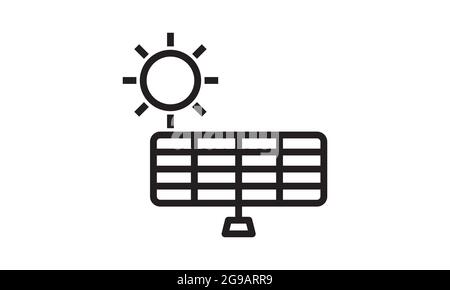 Solarpanel mit Sonnensymbol, einfacher Vektor Illustration auf weißem Hintergrund Stock Vektor