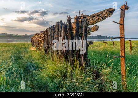 Verfallendes Schiffswrack Aus Holz, Purton, Gloucestershire Stockfoto