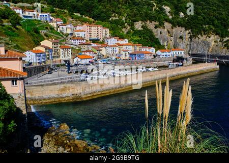 Spanien, Baskenland, Biskaya, Elantxobe, Fischereihafen Stockfoto