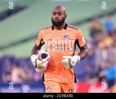 Nashville, TN, USA. Juli 2021. Cincinnati-Torwart Kenneth Vermeer (25) während des MLS-Spiels zwischen dem FC Cincinnati und dem SC Nashville im Nissan Stadium in Nashville, TN. Kevin Langley/CSM/Alamy Live News Stockfoto