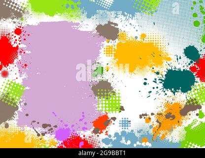 Der Hintergrund besteht aus bunten Farbflecken. Vektorgrafik Stock Vektor
