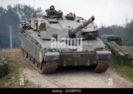 Challenger 1 Hauptkampfpanzer, British Army, Bovington Tank Museum, Dorset, England, Stockfoto