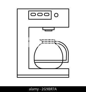 Kaffeemaschine mit einem Vektorsymbol für den Wasserkochtopf. Schild für Küchengeräte auf weißem Hintergrund isoliert. Kaffeemaschine Symbol für mobiles Konzept, Web-Design Stock Vektor