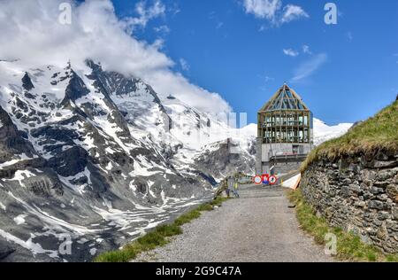 Wilhelm-Swarovski-Beobachtungskarte, Warte, Beobachtungskarte, Nationalpark, Hohe Tauern, Alpenhauptkamm, Großglockner, Kärnten, Kaiser-Franz-Josefs-H Stockfoto