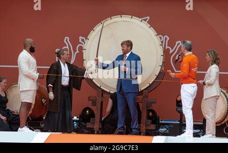 S.R.H. König William-Alexander von den Niederlanden, hat heute Morgen das ‘TeamNL Olympic Festival’ im niederländischen Badeort Scheveningen offiziell eröffnet. Stockfoto