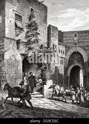 Tür der Mamelukes, die Zitadelle. Kairo, Ägypten, Nordafrika. Alte Illustration aus dem 19. Jahrhundert von El Mundo Ilustrado 1879 Stockfoto
