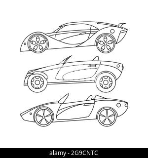 Satz von Sportwagen. Liniensymbole. Vektorclipart Stock Vektor