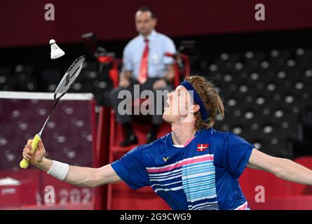 Tokio, Japan. Juli 2021. Anders Antonsen, Dänemark, Badminton, Olympische Sommerspiele 2020 in Tokio. (Bild: © Lars Moeller/ZUMA Press Wire Service) Stockfoto