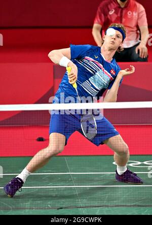 Tokio, Japan. Juli 2021. Anders Antonsen, Dänemark, Badminton, Olympische Sommerspiele 2020 in Tokio. (Bild: © Lars Moeller/ZUMA Press Wire Service) Stockfoto