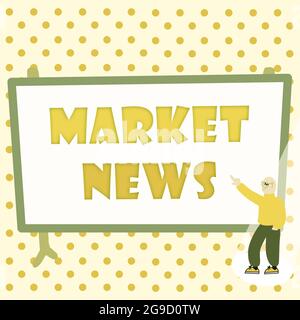 Hand schreiben Zeichen Markt Nachrichten. Business Overview News Content gemacht, um gezielte Käufer über ein Produkt Bunte Design Anzeige Nachricht zu überzeugen Stockfoto