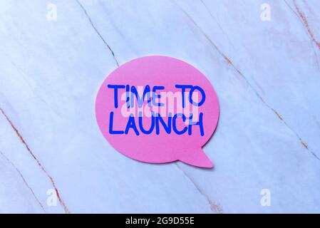 Handschriftlich unterschreiben Time to Launch. Unternehmensübersicht Existenzgründung, Planung und Strategie, Management, Realisierung Neue Ideen Fresh Concept Creative Stockfoto