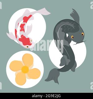 Satz Koi-Fische Stock Vektor