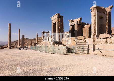 Persepolis, Palast von Darius dem Großen (Tachara), Hauptstadt des Achämeniden-Reiches, Fars-Provinz, Iran, Persien, Westasien, Asien Stockfoto