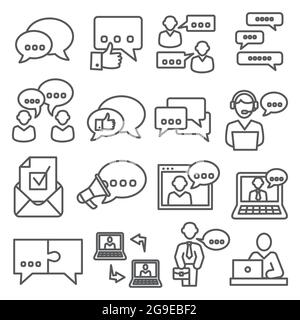 Symbole für Kommunikationslinien auf weißem Hintergrund Stock Vektor