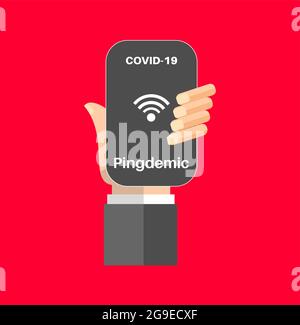 Pingdemic Covid-19 Test- und Trace-App-Vektordarstellung Stock Vektor