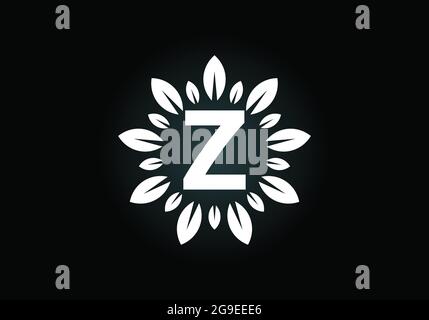 Anfangsbuchstabenalphabet mit Z-Monogramm und Blattkranz. Grünes Blatt, Blume Logo Design-Konzept. Modernes Vektor-Logo-Design für Unternehmen und Unternehmen Stock Vektor