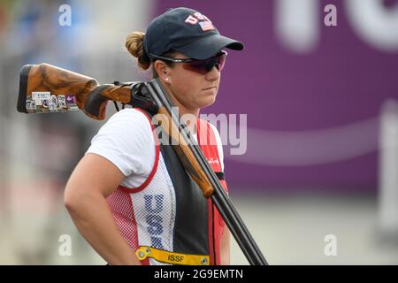Tokio, Japan. Juli 2021. Schießen: Olympische Spiele, Skeet, Frauen, Finale, auf der Asaka Schießstand. Amber Englisch über die USA. Quelle: Swen Pförtner/dpa/Alamy Live News Stockfoto