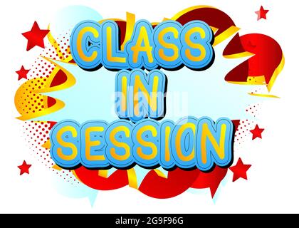 Klasse in Session-Text. Online-Unterricht für Schüler oder Studenten. Abstrakte pädagogische Botschaft. Stock Vektor
