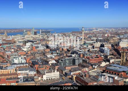 Liverpool City Luftaufnahme. Stadt im Vereinigten Königreich. Stockfoto