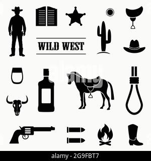 Wild West Vektor Hintergrund, Western Cowboy Illustration Stock Vektor
