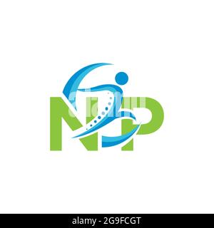 Große Sporty NP Logo Typ Buchstaben Design Grafik Vorlage Element Stock Vektor