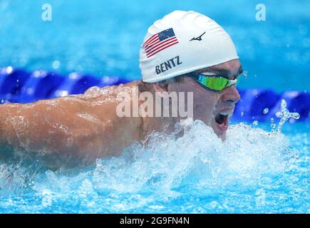 Gunnar Bentz aus den USA während der Men's 200m Butterfly Heat 3 im Tokyo Aquatics Center am dritten Tag der Olympischen Spiele 2020 in Tokio in Japan. Bilddatum: Montag, 26. Juli 2021. Stockfoto