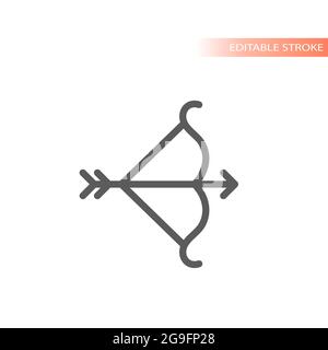 Vektor-Symbol für Pfeil und Bogen. Einfache Kontur, bearbeitbare Kontur. Stock Vektor
