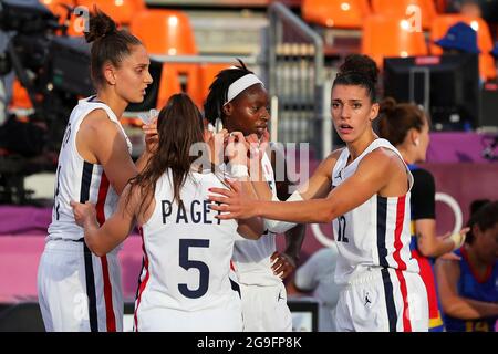 Tokio, Japan. Juli 2021. Französisches Team während der Olympischen Spiele Tokio 2020, Frankreich-Mongolei am 26. Juli 2021 im Aomi Urban Sports Park in Tokio, Japan - Foto Ann-Dee Lamour / CDP MEDIA / DPPI Credit: DPPI Media/Alamy Live News Stockfoto