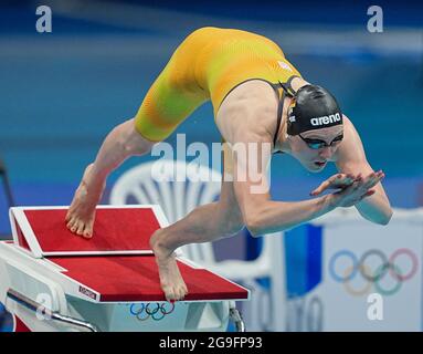 26. Juli 2021, Japan, Tokio: Schwimmen: Olympische Spiele, Vorkämpfe, 200m Freistil, Frauen, im Tokyo Aquatics Center. Die deutsche Isabel Gose am Start. Foto: Michael Kappeler/dpa Stockfoto