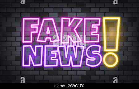 Fake News Neon-Text auf dem Steinhintergrund. Fake News. Für Unternehmen, Marketing und Werbung. Vektor auf isoliertem Hintergrund. EPS 10. Stock Vektor