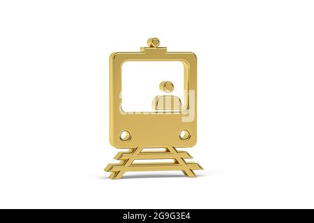 Goldenes 3d-Lokführer-Symbol auf weißem Hintergrund isoliert - 3D-Rendering Stockfoto
