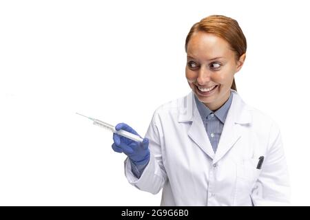 Porträt eines Arztes, therapeutischen oder medizinischen Beraters bei der Arbeit. Lustige Meme Emotionen. Konzept der Gesundheitsfürsorge, Pflegemedizin und Humor Stockfoto