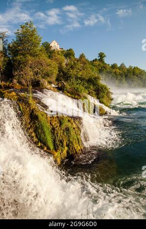 Rheinfall und Schloss Laufen in Schaffhausen, schweiz Stockfoto