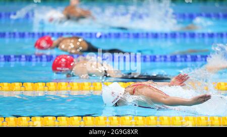(210726) -- TOKIO, 26. Juli 2021 (Xinhua) -- Schwimmer treten bei den Olympischen Spielen 2020 in Tokio, Japan, am 26. Juli 2021 in der Vorrunde des 200-m-Einzelmedleys der Frauen an. (Xinhua/Ding Xu) Stockfoto