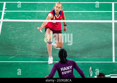 TOKIO, JAPAN - 26. JULI: Selena Piek aus den Niederlanden im Wettbewerb auf der Frauen-Doppel-Gruppenspielbühne - Gruppe B während der Olympischen Spiele 2020 in Tokio am 26. Juli 2021 auf dem Musashino Forest Plaza in Tokio, Japan (Foto: Yannick Verhoeven/Orange Picics) NOCNSF Stockfoto