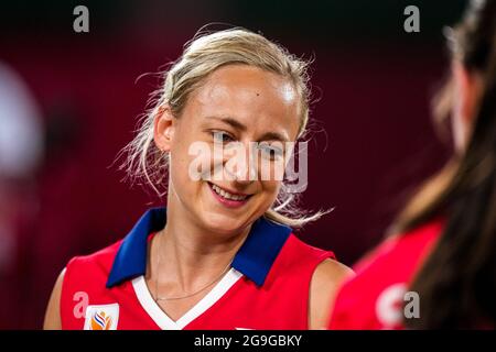 TOKIO, JAPAN - 26. JULI: Selena Piek aus den Niederlanden im Wettbewerb auf der Frauen-Doppel-Gruppenspielbühne - Gruppe B während der Olympischen Spiele 2020 in Tokio am 26. Juli 2021 auf dem Musashino Forest Plaza in Tokio, Japan (Foto: Yannick Verhoeven/Orange Picics) NOCNSF Stockfoto