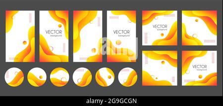 Social-Media-Meldungen, Beiträge, Hervorhebungen Vorlagen für instagram. Abstrakte gelbe Gradienten Flüssigkeit Vektor Hintergründe Stock Vektor