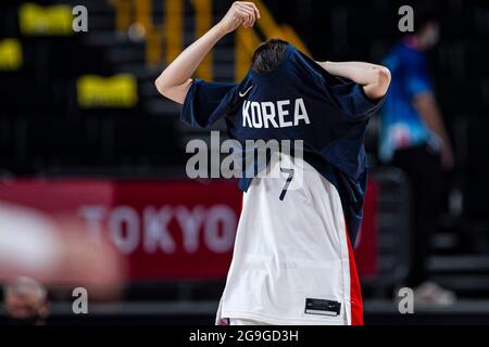Tokio, Japan. Juli 2021. Olympische Spiele: Basketballspiel zwischen Korea und Spanien somen in der Saitama Super Arena. © ABEL F. ROS / Alamy Live News Stockfoto