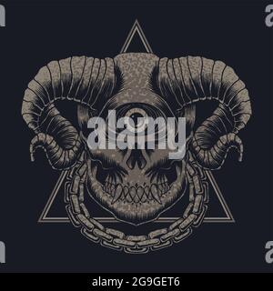 Monster skull One eye vector illustration Stock Vektor